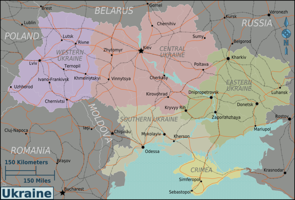 Map of Ukraine and Crimea