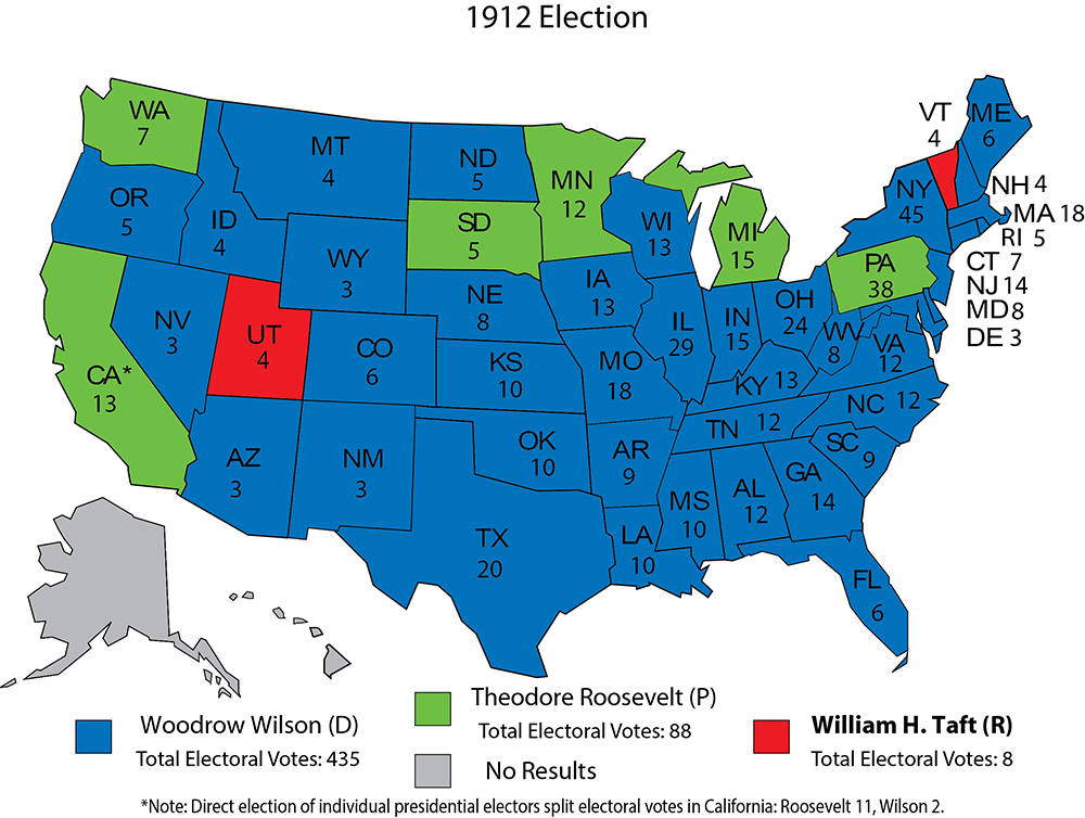Electoral Map Election of 1912 exhibit