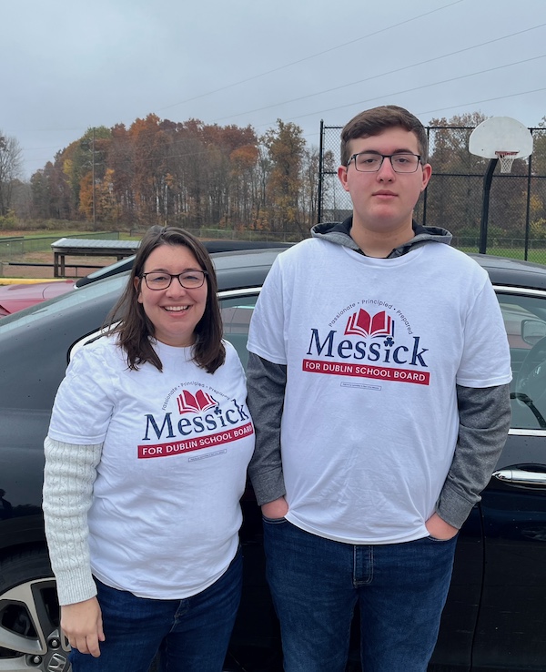 OH Government teacher Amy Messick campaigned for Dublin school board and won.